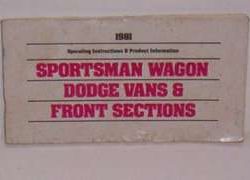 1981 Dodge Sportsman Wagon Vans & Front Sections Owner's Manual
