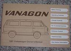 1981 Volkswagen Vanagon Owner's Manual