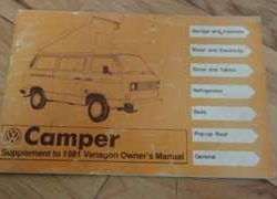 1981 Volkswagen Vanagon Camper Owner's Manual Supplement