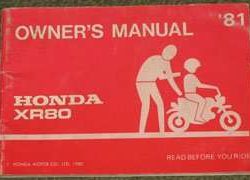 1981 Honda XR80 Motorcycle Owner's Manual