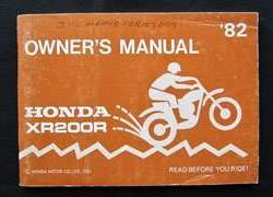 1982 Honda XR200R Motorcycle Owner's Manual