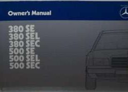 1985 Mercedes Benz 500SE, 500SEL & 500SEC Euro Models Owner's Manual
