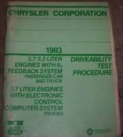 1983 Dodge Diplomet 3.7L & 5.2L Engines Electronic Feedback Carburetor System Driveablity Test Procedures