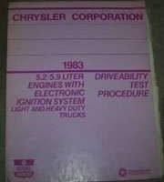 1983 Dodge Ram Van 5.2L & 5.9L Engines Driveablity Test Procedures