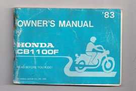 1983 Honda CB1100F Super Sport Motorcycle Owner's Manual