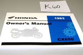 1983 Honda CX650T Motorcycle Owner's Manual