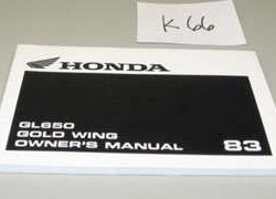 1983 Honda GL650 Gold Wing Motorcycle Owner's Manual