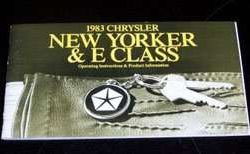 1983 Chrysler New Yorker & E Class Owner's Manual