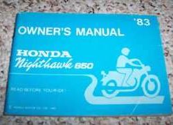 1983 Honda Nighthawk CB650 Motorcycle Owner's Manual