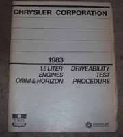 1983 Plymouth Horizon 1.6L Engine Driveablity Test Procedure Manual