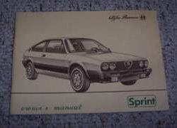 1983 Alfa Romeo Sprint Owner's Manual