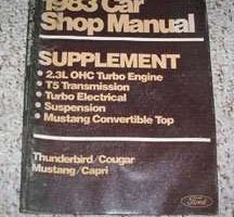 1983 Mercury Cougar & Capri Turbo Engine Service Manual Supplement