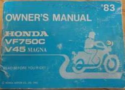 1983 Honda VF750C Magna Motorcycle Owner's Manual