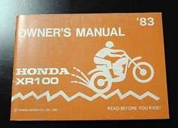 1983 Honda XR100 Motorcycle Owner's Manual