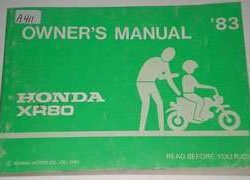 1983 Honda XR80 Motorcycle Owner's Manual