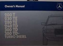 1985 Mercedes Benz 240TD Euro Models Owner's Manual
