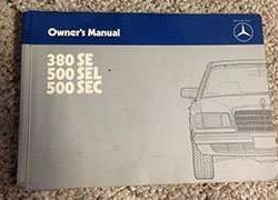 1985 Mercedes Benz 380SE, 500SEL & 500SEC Owner's Manual