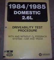 1985 Dodge Aries 2.6L Engines Driveablity Test Procedures