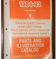 1988 Chevrolet Corvette Parts Catalog Manual