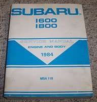 1984 Subaru 1600 & 1800 Service Manual