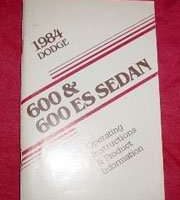 1984 Dodge 600 & 600 ES Sedan Owner's Manual
