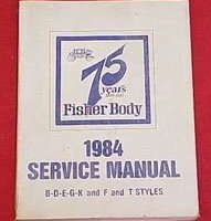 1984 Chevrolet El Camino Fisher Body Shop Service Repair Manual