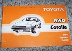 1984 Toyota Corolla RWD Owner's Manual
