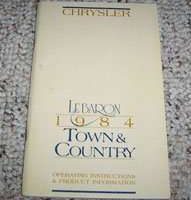 1984 Chrysler Lebaron, Town & Country Owner's Manual