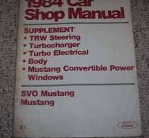 1984 Ford Mustang & SVO Mustang Service Manual Supplement