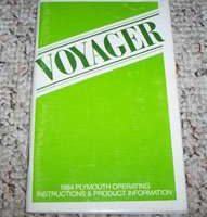 1984 Plymouth Voyager Owner's Manual