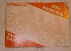 1984 Honda XR200R Motorcycle Owner's Manual