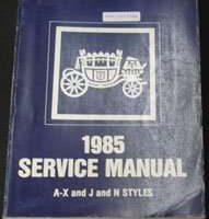 1985 Cadillac Cimmaron Fisher Body Service Manual