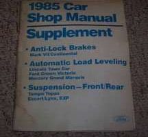 1985 Mercury Lynx Suspension Front/Rear Service Manual Supplement