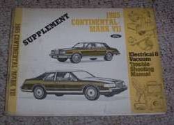 1985 Lincoln Continental & Mark VII Electrical Wiring & Vacuum Diagram Troubleshooting Manual Supplement