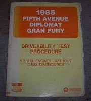 1985 Chrysler Fifth Avenue Driveablity Test Procedures