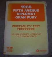 1985 Dodge Diplomet 5.2L & 5.9L Engines Driveablity Test Procedures