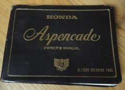 1985 Honda GL1200A Gold Wing Aspencade Motorcycle Owner's Manual