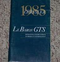 1985 Chrysler Lebaron GTS Owner's Manual