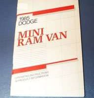 1985 Dodge Mini Ram Van Owner's Manual