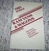 1985 Dodge Ram Van & Wagon Owner's Manual