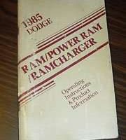 1985 Dodge Ram, Power Ram & Ramcharger Owner's Manual