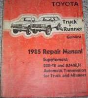 1985 Toyota Truck & 4Runner Gasoline Service Repair Manual Supplement