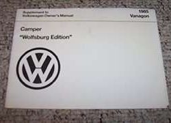 1985 Volkswagen Vanagon Camper Wolfsburg Edition Owner's Manual Supplement