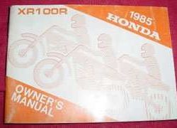 1985 Honda XR100R Motorcycle Owner's Manual