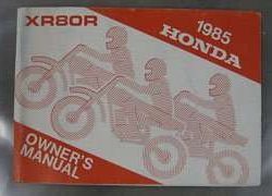 1985 Honda XR80R Motorcycle Owner's Manual