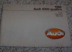 1986 Audi 4000 Quattro Owner's Manual