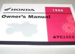 1986 Honda ATC350X ATV Owner's Manual