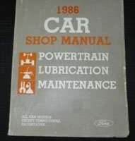 1986 Ford Mustang Powertrain, Lubrication & Maintenance Service Manual