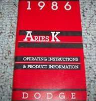 1986 Dodge Aries Owner's Manual