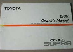 1986 Toyota Celica Supra Owner's Manual